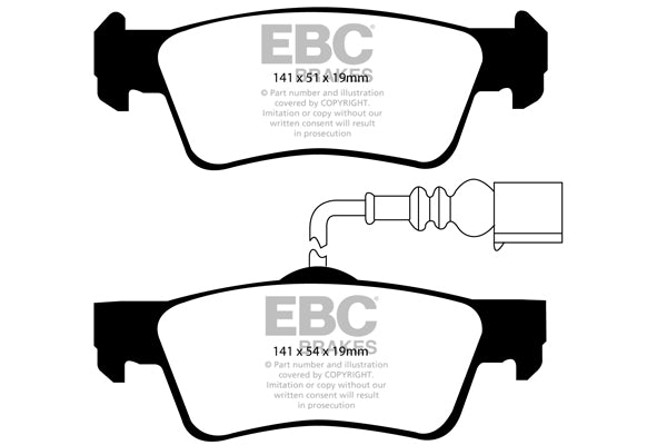 EBC Yellowstuff 4000 Series Street and Track Brake Pad Set (DP41907R)