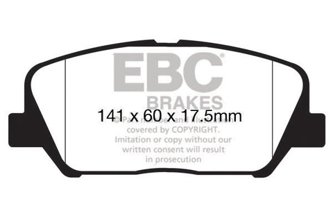 EBC Yellowstuff 4000 Series Street and Track Brake Pad Set (DP42172R)